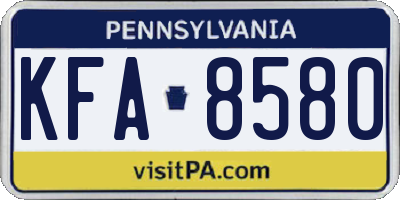 PA license plate KFA8580