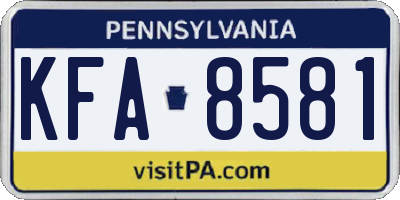 PA license plate KFA8581