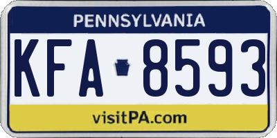 PA license plate KFA8593