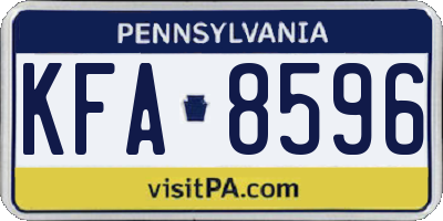 PA license plate KFA8596