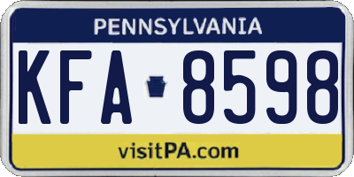 PA license plate KFA8598