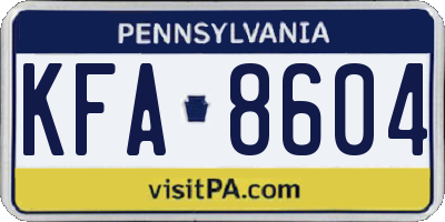 PA license plate KFA8604