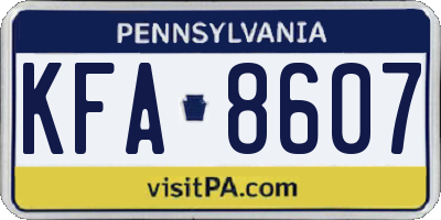 PA license plate KFA8607