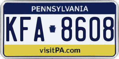 PA license plate KFA8608