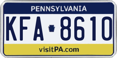 PA license plate KFA8610