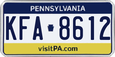 PA license plate KFA8612