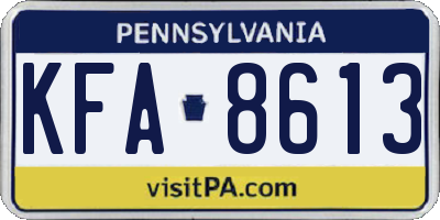 PA license plate KFA8613