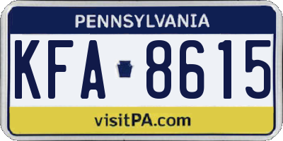 PA license plate KFA8615