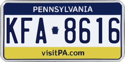 PA license plate KFA8616