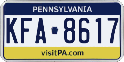 PA license plate KFA8617