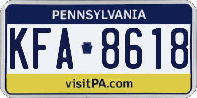 PA license plate KFA8618