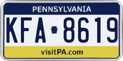 PA license plate KFA8619