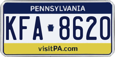 PA license plate KFA8620