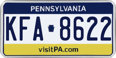 PA license plate KFA8622