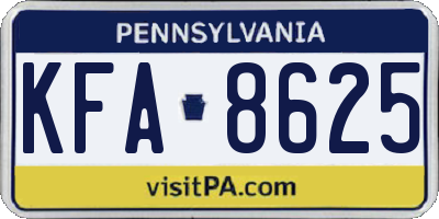 PA license plate KFA8625