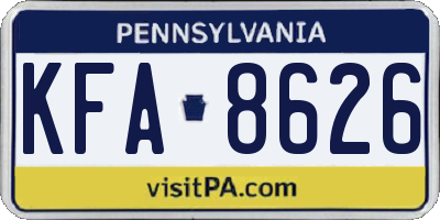 PA license plate KFA8626