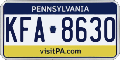 PA license plate KFA8630
