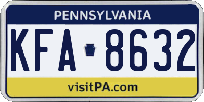 PA license plate KFA8632