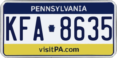 PA license plate KFA8635