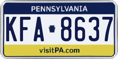 PA license plate KFA8637