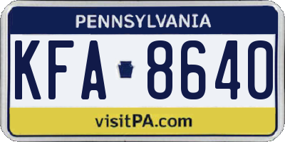 PA license plate KFA8640
