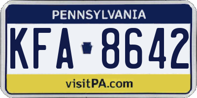PA license plate KFA8642