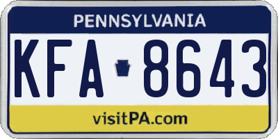 PA license plate KFA8643