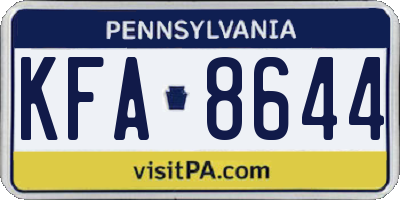 PA license plate KFA8644