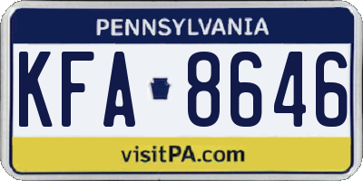 PA license plate KFA8646