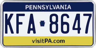 PA license plate KFA8647