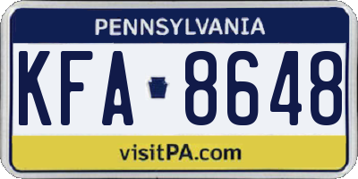 PA license plate KFA8648