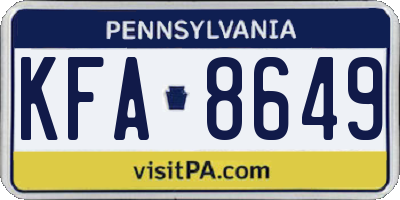 PA license plate KFA8649