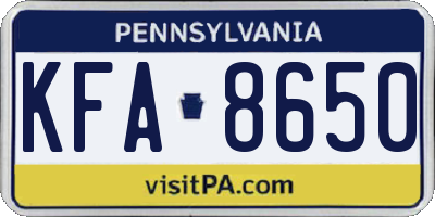 PA license plate KFA8650