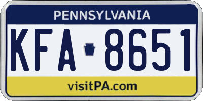 PA license plate KFA8651