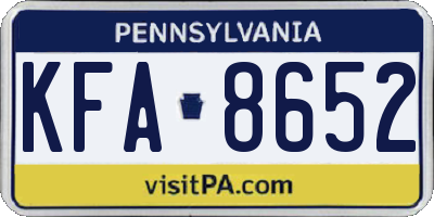 PA license plate KFA8652