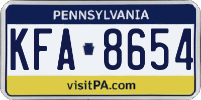 PA license plate KFA8654