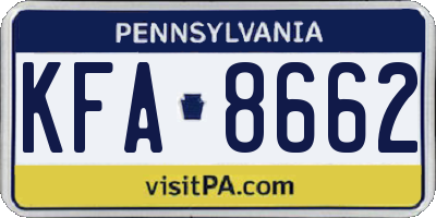 PA license plate KFA8662