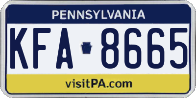 PA license plate KFA8665