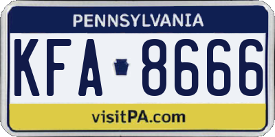 PA license plate KFA8666