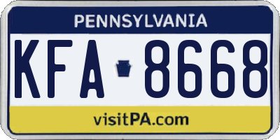 PA license plate KFA8668