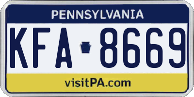 PA license plate KFA8669