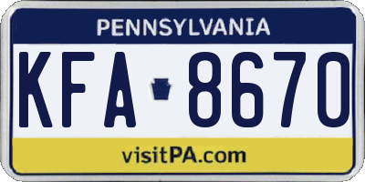 PA license plate KFA8670