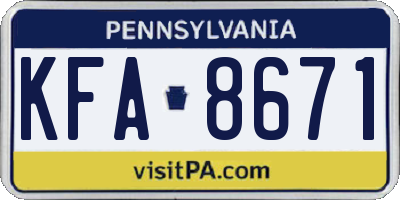 PA license plate KFA8671
