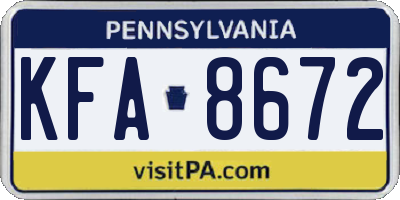 PA license plate KFA8672