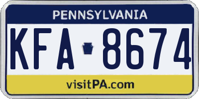 PA license plate KFA8674