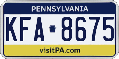 PA license plate KFA8675