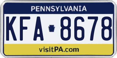 PA license plate KFA8678