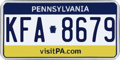 PA license plate KFA8679