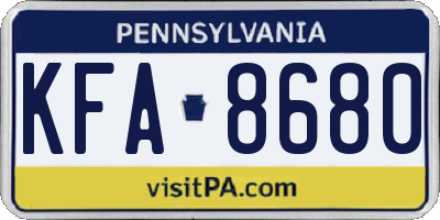 PA license plate KFA8680