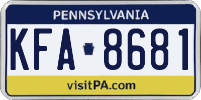 PA license plate KFA8681
